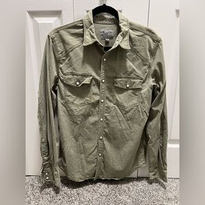Lucky Brand Hunter Green Button-Up Long Sleeve Shirt